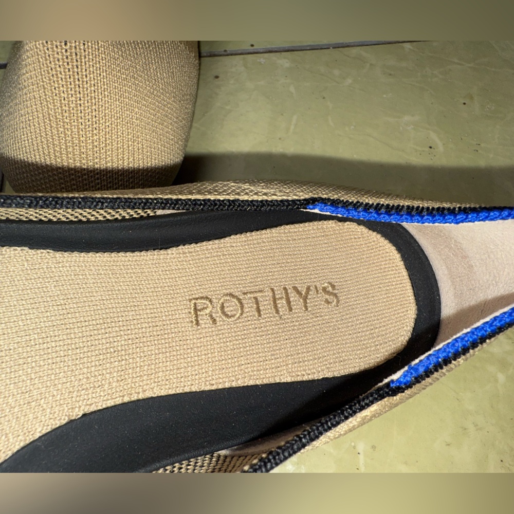 Rothy’s Tan Knit Ballet Flats Black Bow Round Toe Sustainable Size 9.5 - Picture 2 of 9